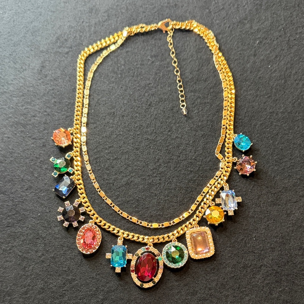 House of Harlow 1960 Gold & Multicolor Gemstone Necklace - Picture 2 of 8